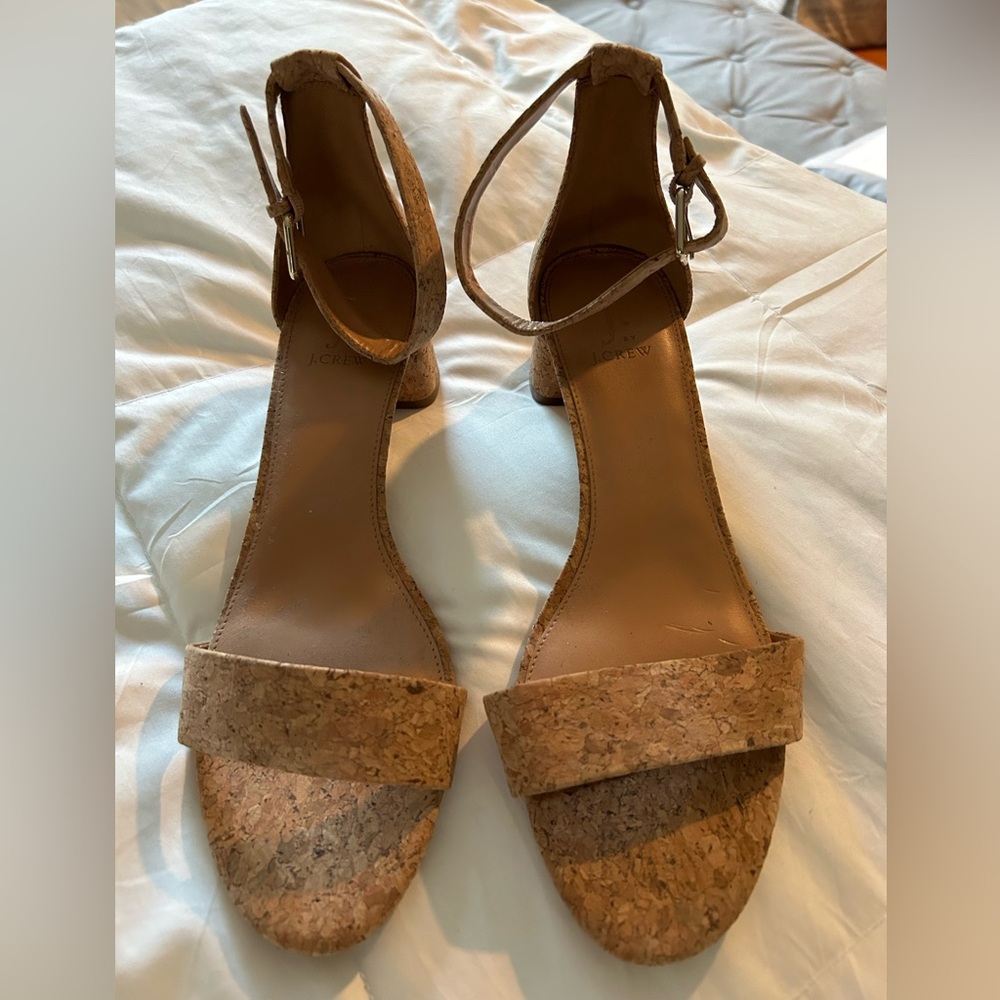 Brand new,never been worn cork J. Crew sandals with gold buckle, size 10.5
